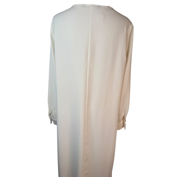 2/$30 Zara Small Cream Long Sleeve Drape Flowy Front Midi Dress Polyester - Picture 7 of 16